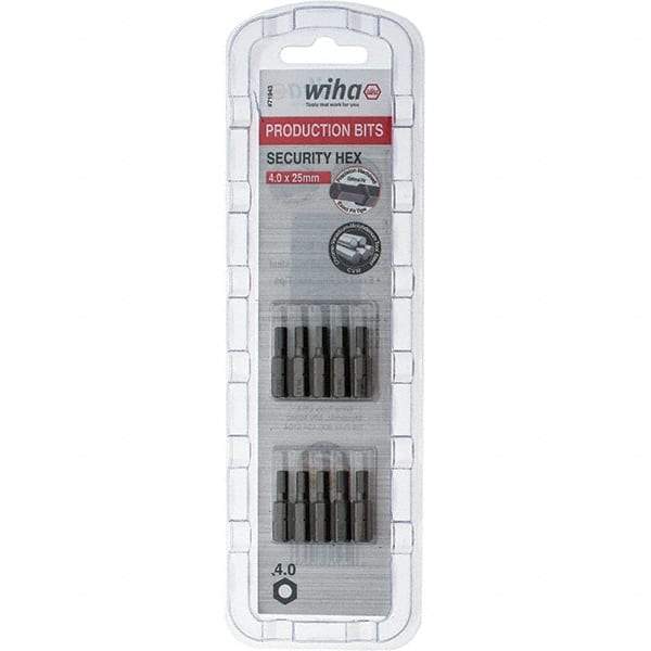 Wiha - 4mm Hex Screwdriver Bit - 1/4" Drive, 1" OAL - Apex Tool & Supply