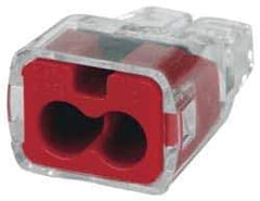 Ideal - 2 Port, 18 to 12 AWG Compatible, Push-In Wire Connector - 0.78" OAL x 0.52" OAW x 0.38" OAH, Red - Apex Tool & Supply