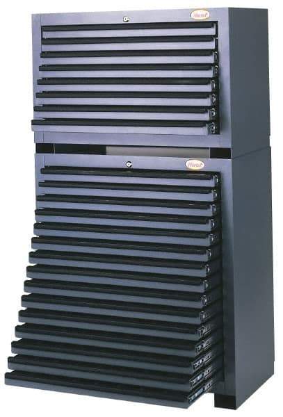 Huot - 15 Drawer, Super Cutting Tool Cabinet - Steel, 34" Wide x 19-1/8" Deep x 35" High, Gray - Apex Tool & Supply