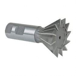 Made in USA - 2-1/4" Diam x 1-1/16" Width of Cut, 60° Included Angle, Cobalt Dovetail Cutter - 1" Shank Diam, 2-11/16" Shank Length, 3-3/4" Overall Length, Weldon Flat, Uncoated - Apex Tool & Supply