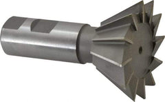 Made in USA - 2-1/2" Diam x 1-1/8" Width of Cut, 60° Included Angle, Cobalt Dovetail Cutter - 1" Shank Diam, 2-5/8" Shank Length, 3-3/4" Overall Length, Weldon Flat, Uncoated - Apex Tool & Supply