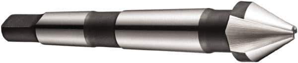 DORMER - 3 Flute 60° High Speed Steel Countersink - Bright Finish, 90mm OAL, Single End, Morse Taper Shank, Right Hand Cut - Apex Tool & Supply