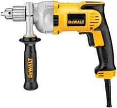 DeWALT - 1/2" Keyed Chuck, 1,200 RPM, Pistol Grip Handle Electric Drill - 10.5 Amps, 115 Volts, Reversible, Includes 360° Locking Side Handle with Soft Grip & Chuck Key with Holder - Apex Tool & Supply