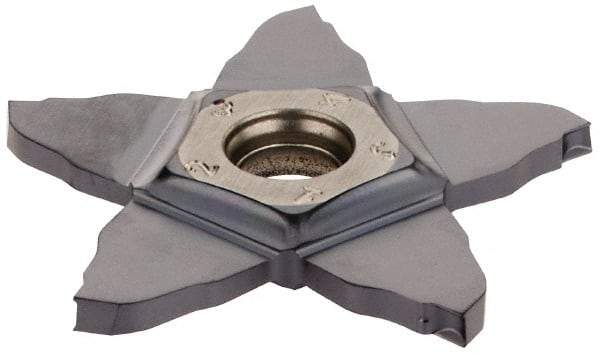 Iscar - PENTA34R200 IC908 Grade, 0.0787" Cutting Width, Carbide Cutoff Insert - 6° Right Hand Lead Angle, 0.0039" Cnr Rad, TiAlN Coated - Apex Tool & Supply