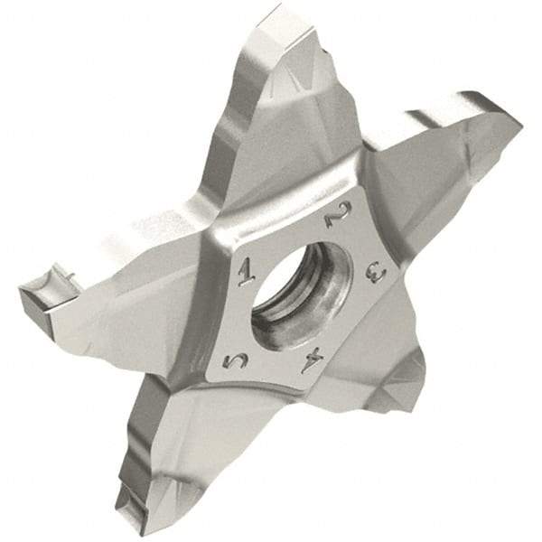 Iscar - PENTA34N300 IC908 Grade, 0.1181" Cutting Width, Carbide Cutoff Insert - Neutral Lead Angle, 0.0079" Cnr Rad, TiAlN Coated - Apex Tool & Supply