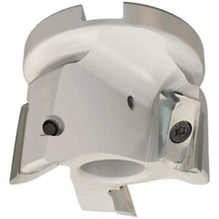 Iscar - 3 Inserts, 63mm Cut Diam, 27mm Arbor Diam, 20.5mm Max Depth of Cut, Indexable Square-Shoulder Face Mill - 0/90° Lead Angle, 50mm High, HM90 APCR 2206.. Insert Compatibility, Through Coolant, Series Helialu - Apex Tool & Supply