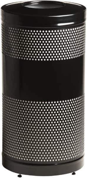 Rubbermaid - 25 Gal Black Round Decorative Waste Receptacle With Top - Steel, 902mm High - Apex Tool & Supply