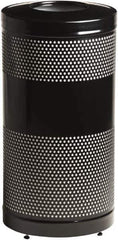 Rubbermaid - 25 Gal Black Round Decorative Waste Receptacle With Top - Steel, 902mm High - Apex Tool & Supply