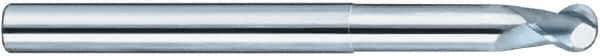 SGS - 3/4" Diam, 1" LOC, 2 Flute Solid Carbide Ball End Mill - Uncoated, Single End, 6" OAL, 3/4" Shank Diam, Spiral Flute - Apex Tool & Supply
