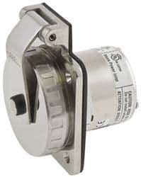 Hubbell Wiring Device-Kellems - 125/250 VAC, 50 Amp, Self Grounding Inlet - 3 Poles, 4 Wire, Male End, Metallic - Apex Tool & Supply