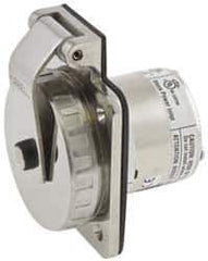 Hubbell Wiring Device-Kellems - 125/250 VAC, 50 Amp, Self Grounding Inlet - 3 Poles, 4 Wire, Male End, Metallic - Apex Tool & Supply