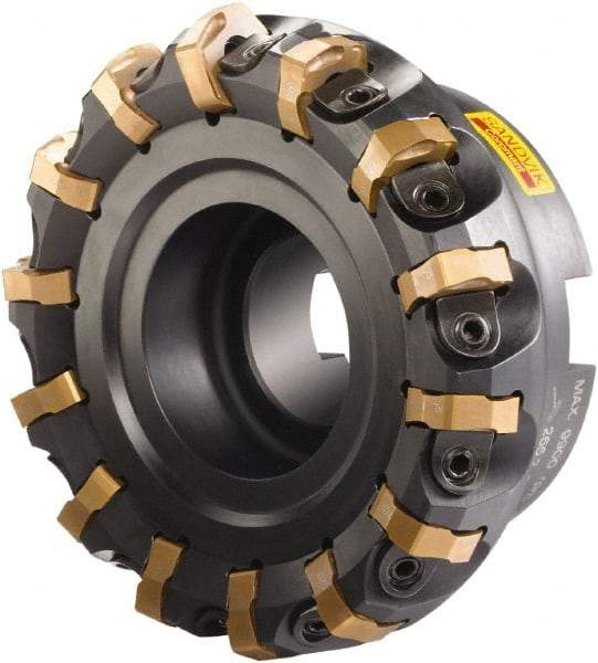 Sandvik Coromant - 3" Cut Diam, 1" Arbor Hole, 0.2362" Max Depth of Cut, 65° Indexable Chamfer & Angle Face Mill - 10 Inserts, R365-1505ZNE Insert, Right Hand Cut, Series CoroMill 365 - Apex Tool & Supply