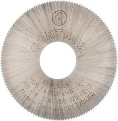 Controx - 2" Diam x 0.01" Blade Thickness x 5/8" Arbor Hole Diam, 132 Tooth Slitting and Slotting Saw - Arbor Connection, Right Hand, Uncoated, High Speed Steel, Concave Ground - Apex Tool & Supply