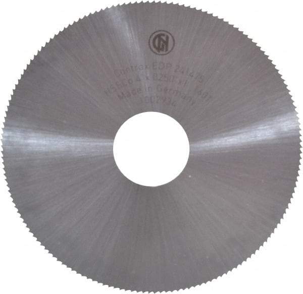 Controx - 4" Diam x 0.025" Blade Thickness x 1" Arbor Hole Diam, 160 Tooth Slitting and Slotting Saw - Arbor Connection, Right Hand, Uncoated, Cobalt, Concave Ground - Apex Tool & Supply