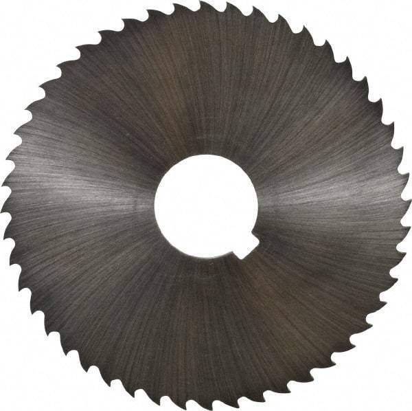 Controx - 4" Diam x 0.0938" Blade Thickness x 1" Arbor Hole Diam, 48 Tooth Slitting and Slotting Saw - Arbor Connection, Right Hand, Uncoated, Cobalt, 15° Rake, Concave Ground, Contains Keyway - Apex Tool & Supply