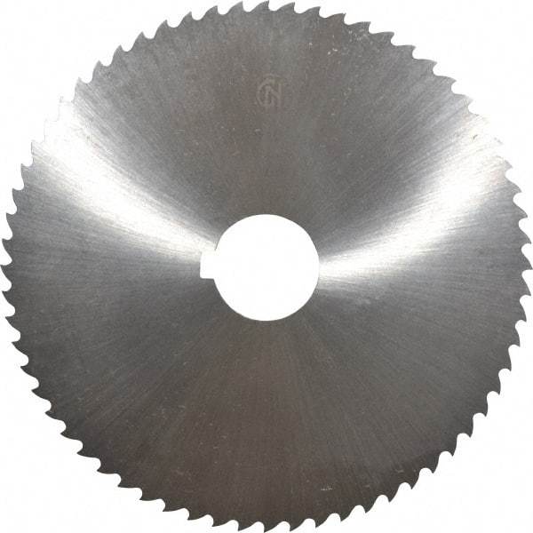 Controx - 5" Diam x 1/16" Blade Thickness x 1" Arbor Hole Diam, 64 Tooth Slitting and Slotting Saw - Arbor Connection, Right Hand, Uncoated, Cobalt, 15° Rake, Concave Ground, Contains Keyway - Apex Tool & Supply