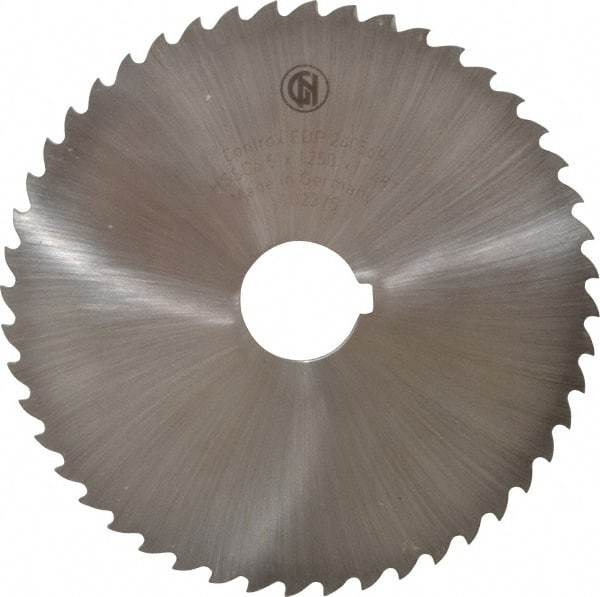 Controx - 5" Diam x 1/8" Blade Thickness x 1" Arbor Hole Diam, 48 Tooth Slitting and Slotting Saw - Arbor Connection, Right Hand, Uncoated, Cobalt, 15° Rake, Concave Ground, Contains Keyway - Apex Tool & Supply