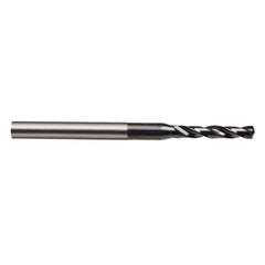 1.95 mm Dia. × 17.5 mm Shank × 16 mm Flute Length × 56 mm OAL, 5xD, 118°, TiAlN, 5xD Flute, Coolant Thru, Round Solid Carbide Drill - Apex Tool & Supply