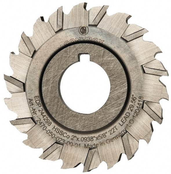 Controx - 2" Blade Diam x x 0.0938" Blade Thickness, 5/8" Hole, 22 Teeth, Cobalt Side Chip Saw - Staggered Tooth, Arbor Connection, Right Hand Cut, Uncoated, with Keyway - Apex Tool & Supply