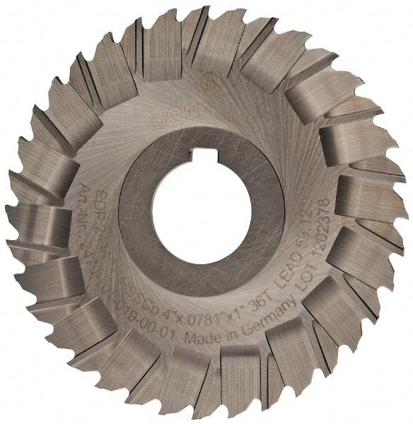 Controx - 4" Blade Diam x x 0.0781" Blade Thickness, 1" Hole, 36 Teeth, Cobalt Side Chip Saw - Staggered Tooth, Arbor Connection, Right Hand Cut, Uncoated, with Keyway - Apex Tool & Supply
