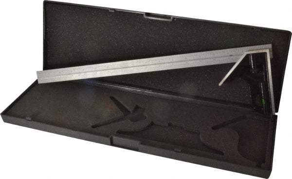 SPI - 2 Piece, 18" Combination Square Set - 1/16, 1/32, 1/64 & 1/8" (4R) Graduation, Hardened Steel Blade, Hardened Steel Square Head - Apex Tool & Supply