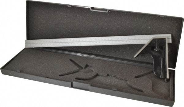 SPI - 2 Piece, 18" Combination Square Set - 1/32 & 1/64" (English/Metric) Graduation, Hardened Steel Blade, Hardened Steel Square Head - Apex Tool & Supply
