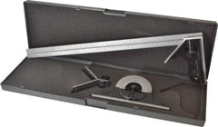 SPI - 4 Piece, 18" Combination Square Set - 1/32 & 1/64" (English/Metric) Graduation, Hardened Steel Blade, Hardened Steel Center, Protractor & Square Head - Apex Tool & Supply