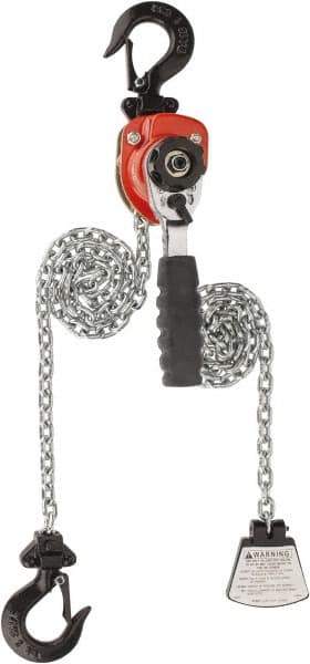 CM - 550 Lb Lifting Capacity, 5' Lift Height, Mini-Ratchet Lever Hoist - Made from Chain, 56 Lb Avg Pull to Lift Rated Load, 1 Chain - Apex Tool & Supply