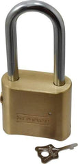 Master Lock - 2" Body Width, 2-1/8" Shackle Clearance, Solid Brass Combination Lock - 5/16" Shackle Diam, 1" Shackle Width, Control Key is Sold Separately - Apex Tool & Supply