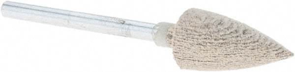 Rex Cut Product - 3/8" Head Diam x 3/4" Thickness, B52, Pointed End, Aluminum Oxide Mounted Point - White, Fine Grade, 120 Grit - Apex Tool & Supply