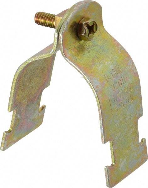 Cooper B-Line - 1-1/4" Pipe, 14 Gauge Framing Channel & Strut Mounted Clamp - Zinc Dichromate, Rigid Conduit - Apex Tool & Supply