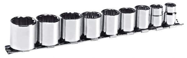 Blackhawk by Proto - 9 Piece 3/8" Drive Socket Set - 12 Points, 3/8" to 7/8" Range, Inch Measurement Standard - Apex Tool & Supply