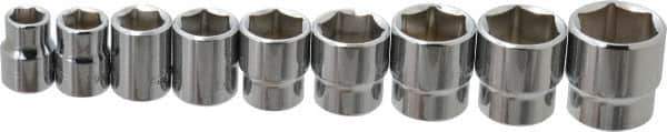Blackhawk by Proto - 9 Piece 3/8" Drive Socket Set - 6 Points, 3/8" to 7/8" Range, Inch Measurement Standard - Apex Tool & Supply