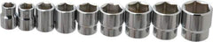 Blackhawk by Proto - 9 Piece 3/8" Drive Socket Set - 6 Points, 3/8" to 7/8" Range, Inch Measurement Standard - Apex Tool & Supply