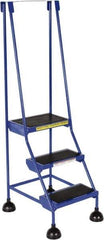 Vestil - 56" 3 Step Ladder - 300 Lb Capacity, 28-3/4" Platform Height, 19-1/4" Base Width x 30" Base Depth, Rubber Matted - Apex Tool & Supply