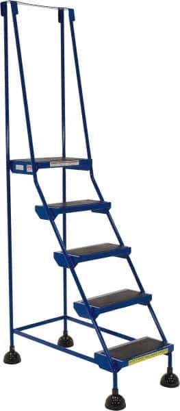Vestil - 76" 5 Step Ladder - 300 Lb Capacity, 48" Platform Height, 22" Base Width x 40" Base Depth, Rubber Matted - Apex Tool & Supply