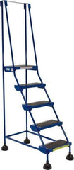 Vestil - 76" 5 Step Ladder - 300 Lb Capacity, 48" Platform Height, 22" Base Width x 40" Base Depth, Rubber Matted - Apex Tool & Supply