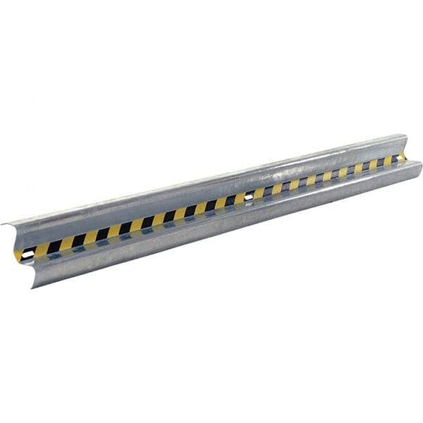 Vestil - 10' Long x 12" High, Gray with Black & Yellow Caution Tape Steel Straight Heavy Duty Guard Rail - 3 Rails Accommodated, 3-1/4" Deep, 76 Lb - Apex Tool & Supply