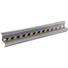 Vestil - 6' Long x 12" High, Gray with Black & Yellow Caution Tape Steel Straight Standard Guard Rail - 2 Rails Accommodated, 3-1/4" Deep, 47 Lb - Apex Tool & Supply