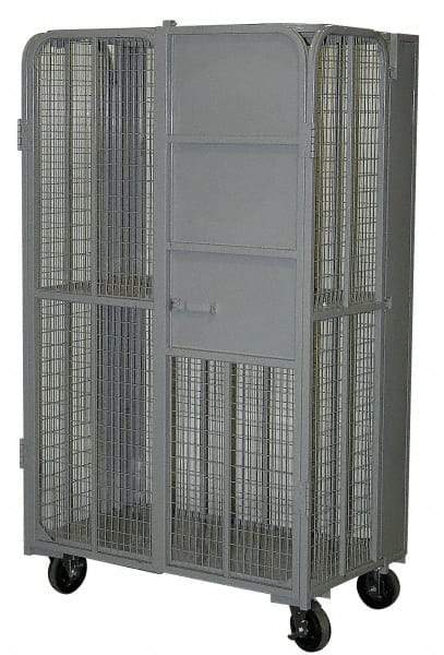 Vestil - 2,000 Lb Capacity, 2 Shelf, 4-Sided Steel Folding Truck - 44" Long x 27" Wide x 76-1/2" High, 6" Diam Wheels - Apex Tool & Supply