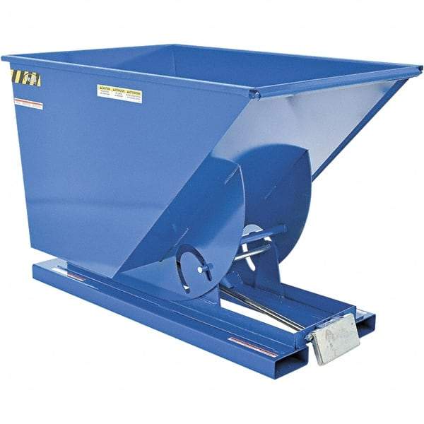 Vestil - 6,000 Lb Load Capacity, 1 Cu Yd, Steel Self-Dumping Hopper - 41-1/4" Wide x 61" Long x 43" High, Powder Coat Blue - Apex Tool & Supply