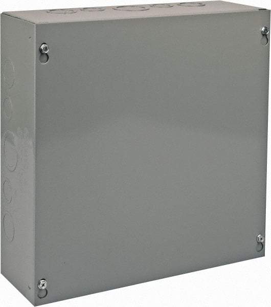 Cooper B-Line - Steel Junction Box Enclosure Screw Flat Cover - NEMA 1, 12" Wide x 12" High x 4" Deep - Apex Tool & Supply