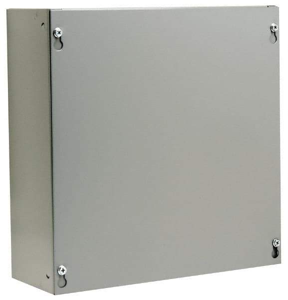 Cooper B-Line - Steel Junction Box Enclosure Screw Flat Cover - NEMA 1, 12" Wide x 12" High x 4" Deep - Apex Tool & Supply