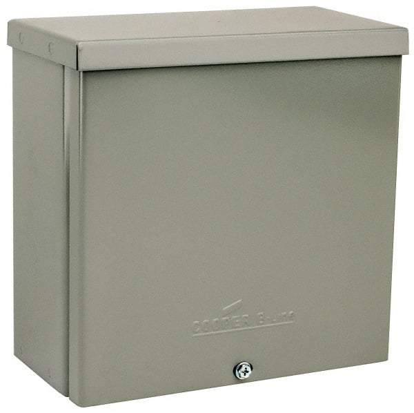 Cooper B-Line - Steel Junction Box Enclosure Screw Flat Cover - NEMA 3R, 8" Wide x 8" High x 4" Deep, Rainproof - Apex Tool & Supply
