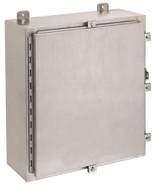 Cooper B-Line - Stainless Steel Standard Enclosure Hinge Flat Cover - NEMA 4, 12, 13, 4X, 12" Wide x 16" High x 6" Deep, Corrosion Resistant, Rainproof & Watertight - Apex Tool & Supply