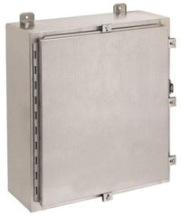 Cooper B-Line - Stainless Steel Standard Enclosure Hinge Flat Cover - NEMA 4, 12, 13, 4X, 24" Wide x 24" High x 12" Deep, Corrosion Resistant, Rainproof & Watertight - Apex Tool & Supply