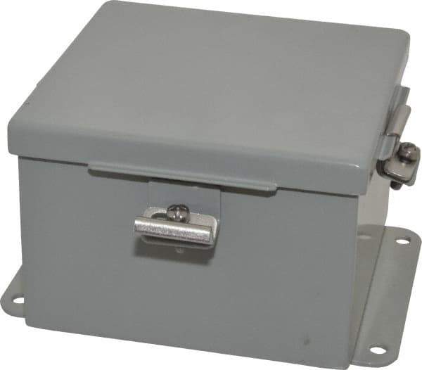 Cooper B-Line - Steel Standard Enclosure Hinge Flat Cover - NEMA 4, 12, 13, 6" Wide x 6" High x 4" Deep, Rainproof & Watertight - Apex Tool & Supply