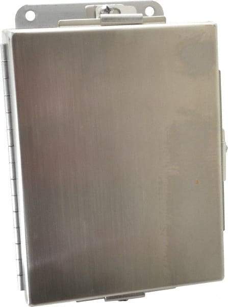 Cooper B-Line - Stainless Steel Standard Enclosure Hinge Flat Cover - NEMA 4, 12, 13, 3RX, 4X, 6" Wide x 8" High x 4" Deep, Corrosion Resistant, Dust-tight, Rainproof & Watertight - Apex Tool & Supply
