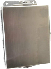 Cooper B-Line - Stainless Steel Standard Enclosure Hinge Flat Cover - NEMA 4, 12, 13, 3RX, 4X, 6" Wide x 8" High x 4" Deep, Corrosion Resistant, Dust-tight, Rainproof & Watertight - Apex Tool & Supply