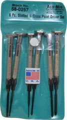 Moody Tools - 6 Piece JIS, Phillips & Slotted Screwdriver Set - Bit Sizes: Philips JIS: #00, Phillips: #0, #1, Slotted - Apex Tool & Supply
